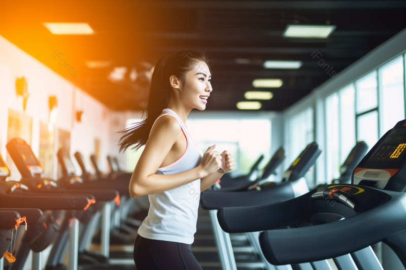 实拍健身房女性运动跑步摄影背景,高清,摄影图,摄影图片,图片大全,摄影图免费下载